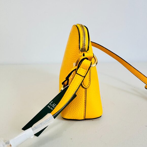 LAUREN RALPH LAUREN YELLOW ZIP TOP HALF MOON CROSSBODY BAG - Picture 6 of 12
